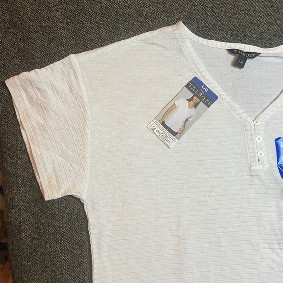NWT Talbots Women's White Short Sleeve Top sz L - Picture 3 of 7